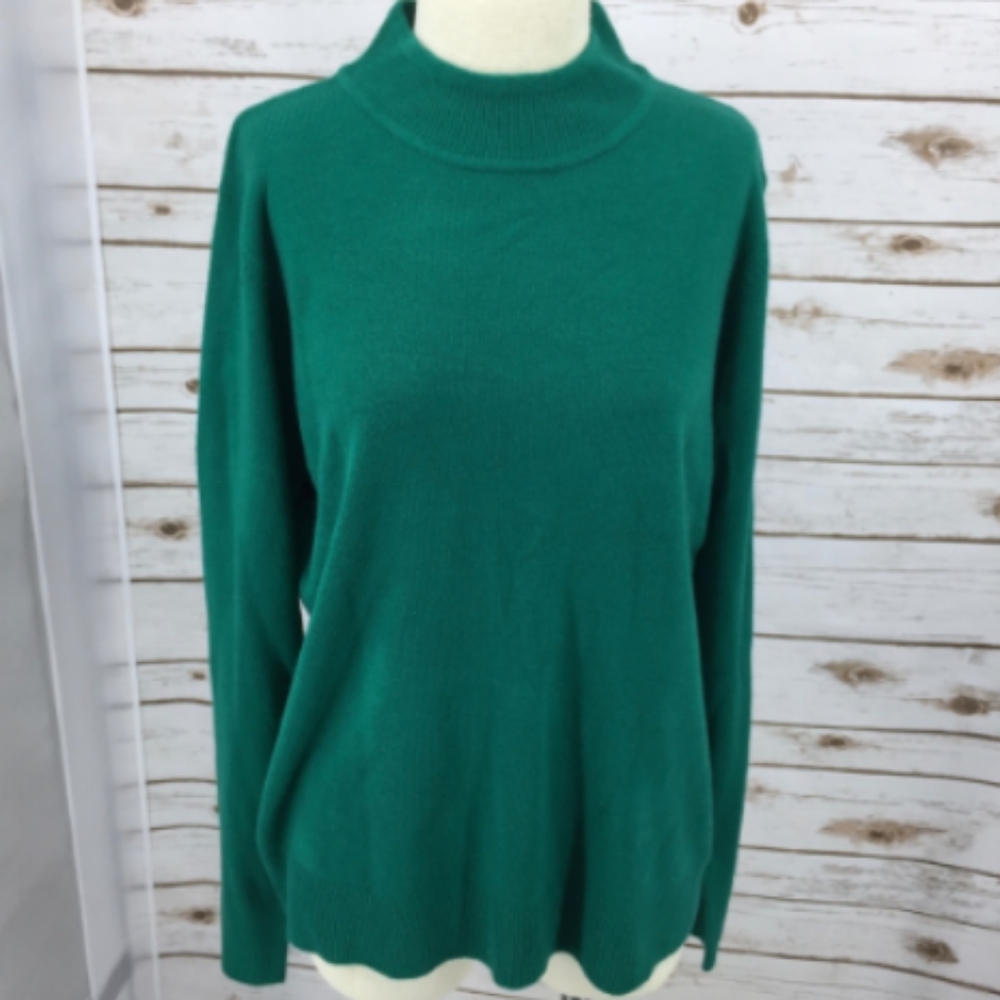 Rebecca Malone sweater mock neck jade green NWT L